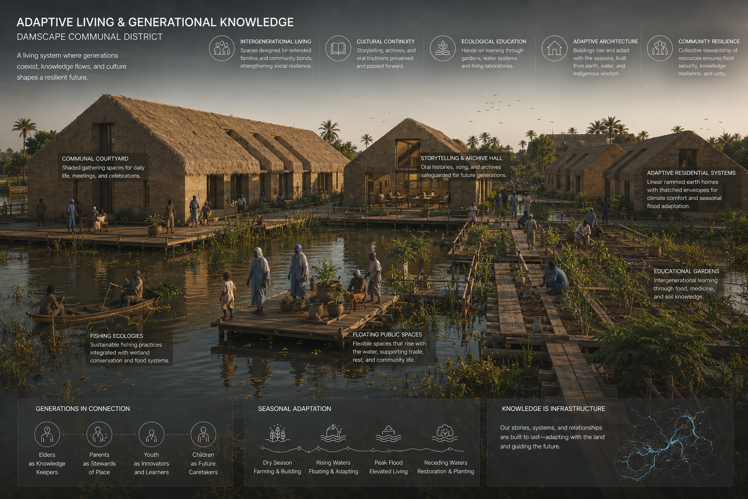 Adaptive Living & Generational Knowledge — Damscape Communal District