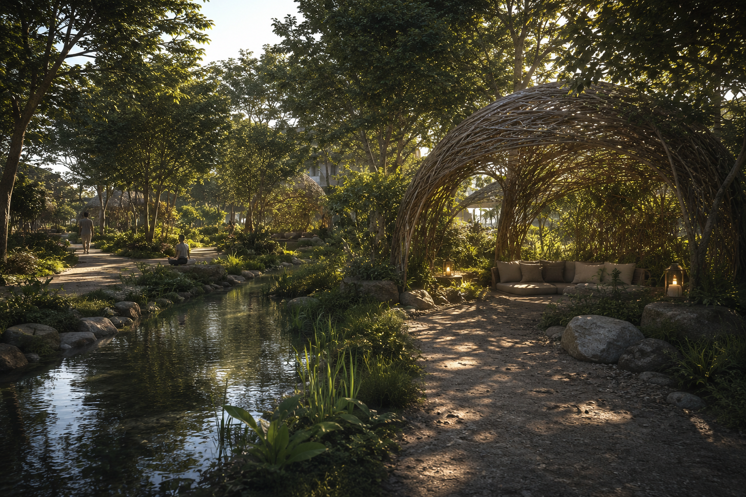 NERA DISTRICTS — Nervous System Regulation Garden, willow dome retreat and therapeutic water channel