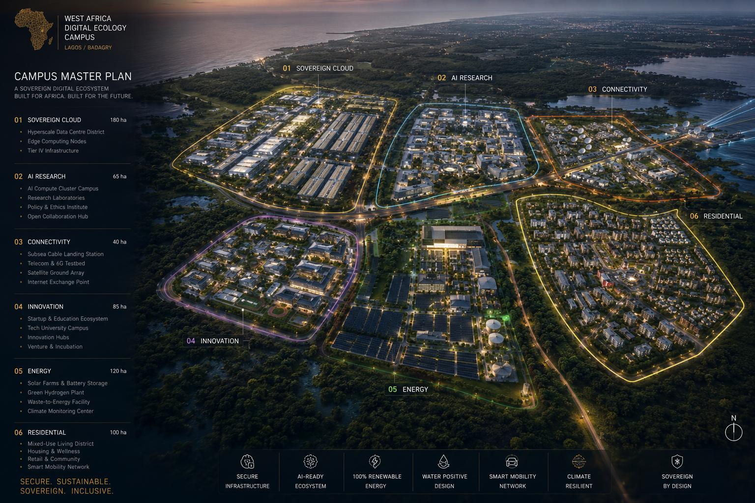 Campus Master Plan — West Africa Digital Ecology Campus, Lagos / Badagry
